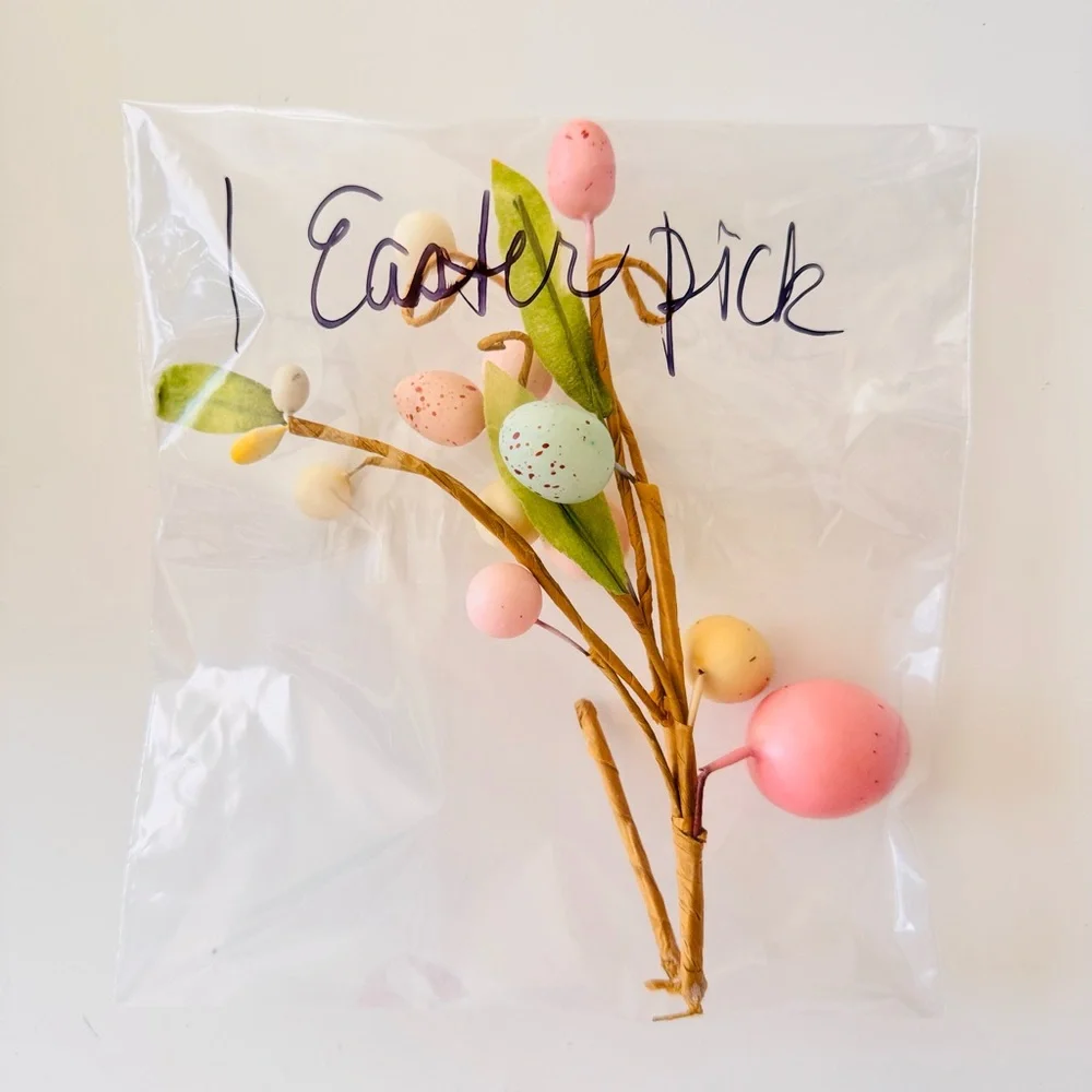 Pastel Easter Egg Floral Pick Green Leaves Stem Spring Eggs Arrangement